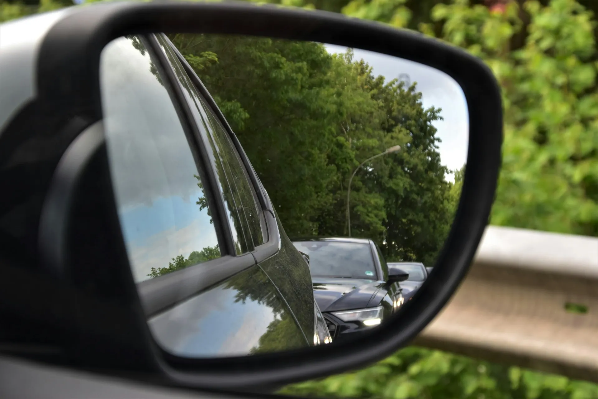 Black car side mirror